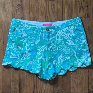 NEW Lilly Pulitzer Blue/Green Safari Sangria Buttercup Shorts | Women's Size 12